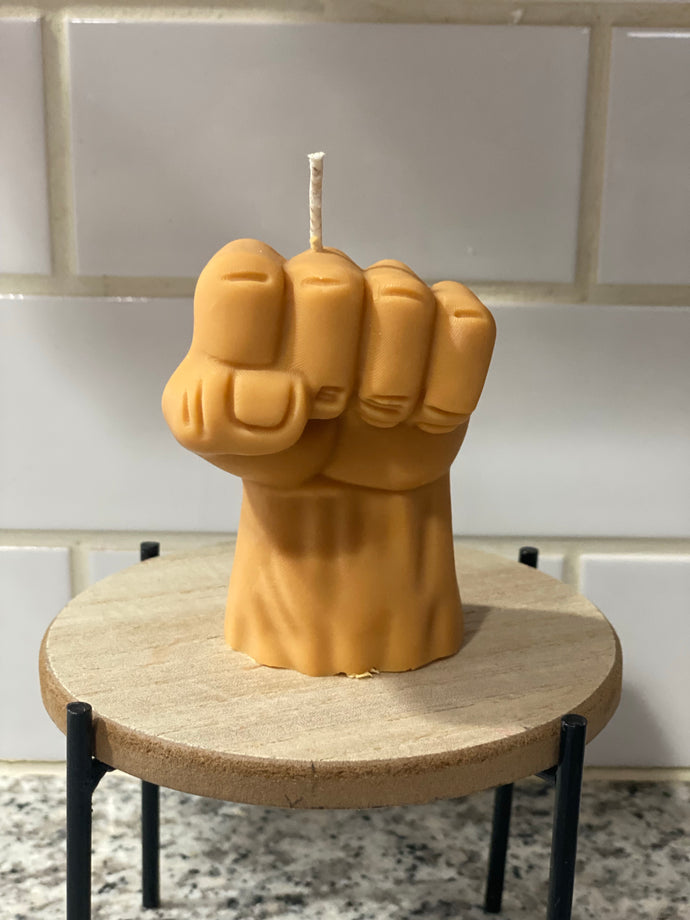 Raised fist candle- Caramel color